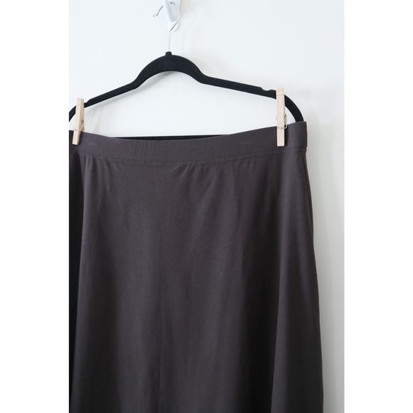 Eileen Fisher Size L Brown Washable Crepe A Line Skirt Knee Length Elastic Waist - Picture 2 of 11